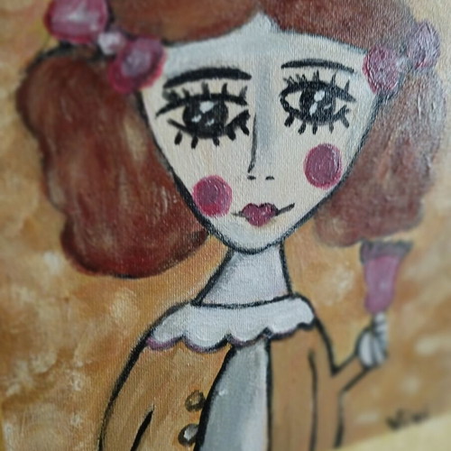 Painting on canvas girl, like new