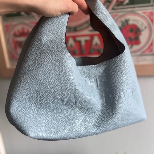 THE SACK BAG handbag and wallet new, baby blue and gray