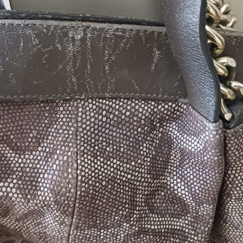 Cromia handbag used, brown with snake print effect