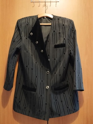 Vintage jacket like new, dark gray with black velvet details