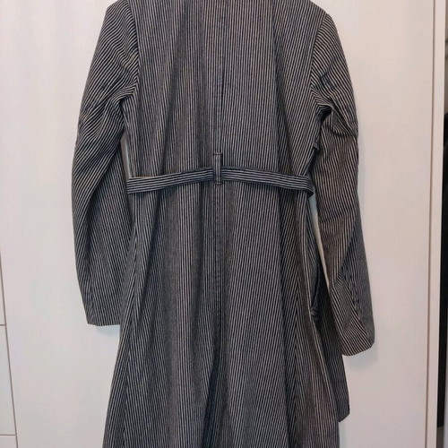 Asos denim classic pinstripe trench coat used, navy blue, size 6