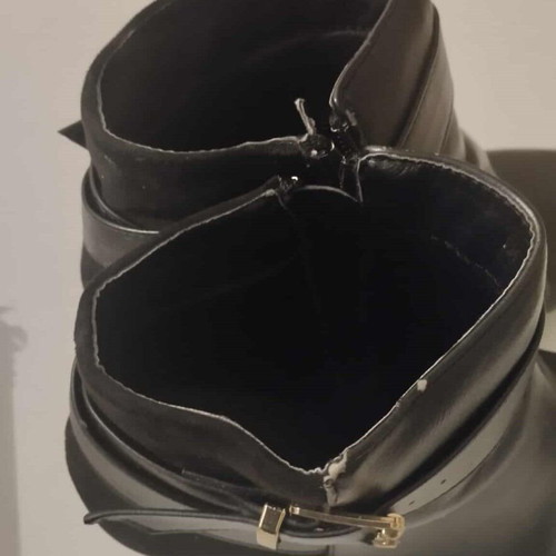 Black ankle boots size 41 used with conical heel and buckle