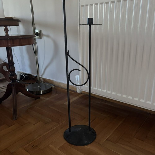 Black floor candlestick for 2 candles