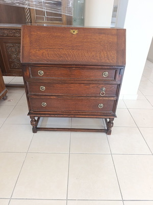 English Oak Bureau vintage used, solid wood 1920s-1930s