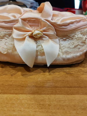 Satin toiletry bag with lace like new