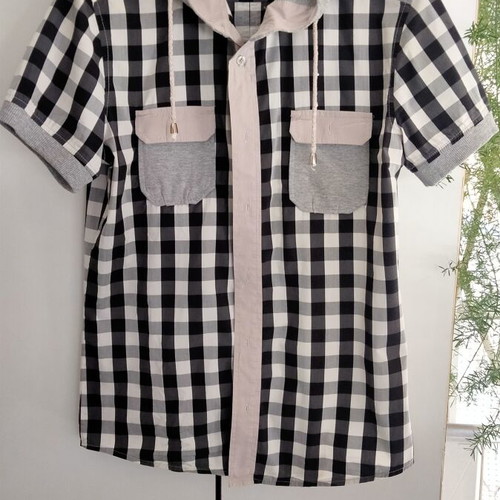 Imperial short sleeve plaid shirt with hood size XL like new