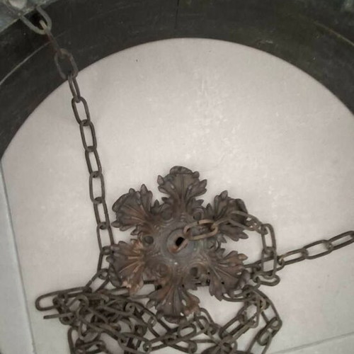 Wooden old 6-light ceiling chandelier used with relief decoration
