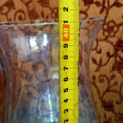 Large glass vase used, tabletop or floor, 41 cm