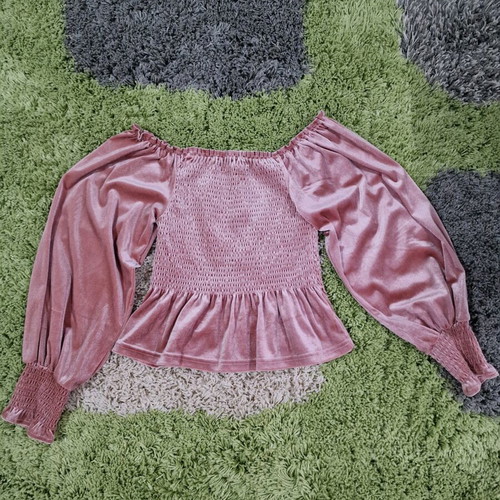 Primark pink velvet women blouse new, size S/M