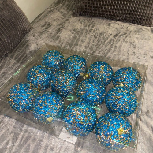 Christmas balls new, pack of 12, large blue