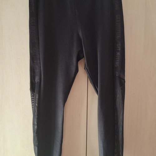 Sports leggings with transparent details, black, size medium, like new