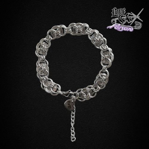 Love X Poison Handmade Stainless Steel Silver Chainmail Bracelet