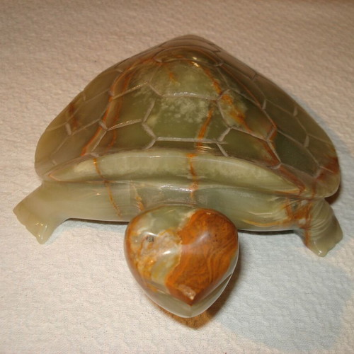 Decorative stone turtle used green brown