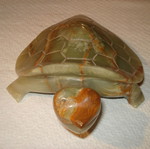 Decorative stone turtle used green brown