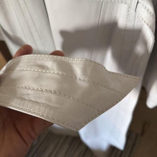 Vintage 90s leather coat Χουνταλας like new, white, size M