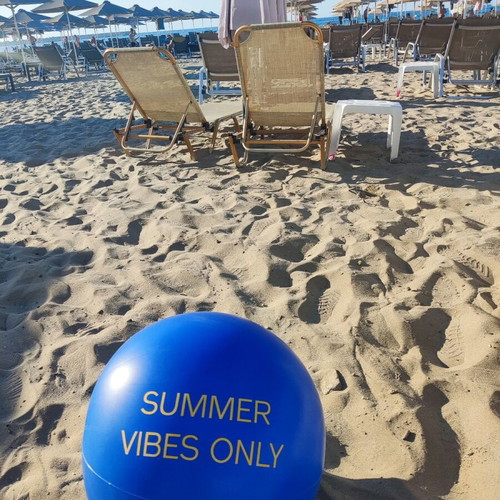 Inflatable beach ball used, large blue, summer vibes