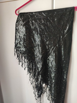Scarf silver black like new, 84x84 cm, evening style