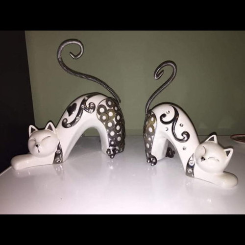 Decorative porcelain cat set of two