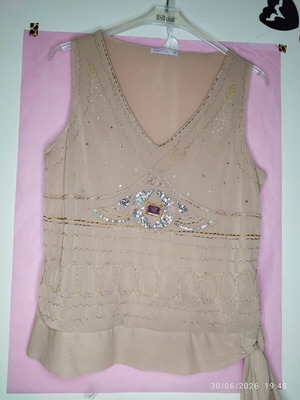 Τοπ Butterfly μπεζ κεντητό τούλι σαν καινούργιο, boho glam