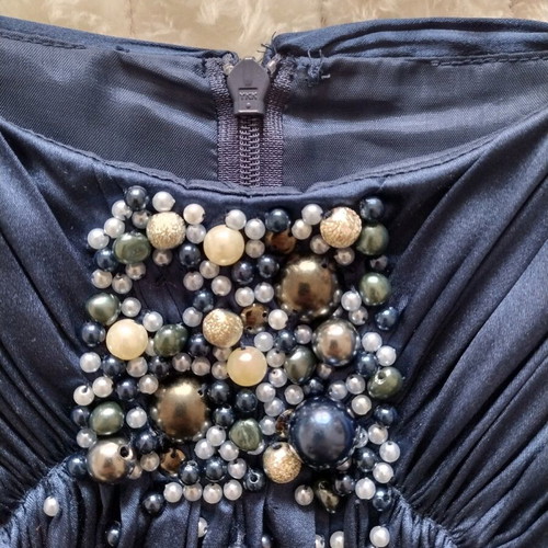 Cocktail dress like new with appliqué pearls blue size M