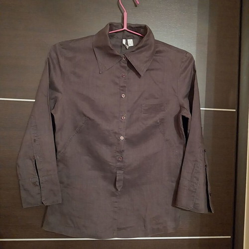 Women's shirt used, slim fit, brown, side zipper, size L