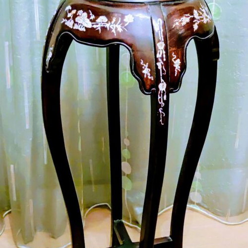 Rare Antique Rosewood Flower Stand with Pearl Inlay like new