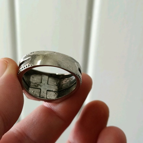 Men's stainless steel embossed ring with cross size 22 new