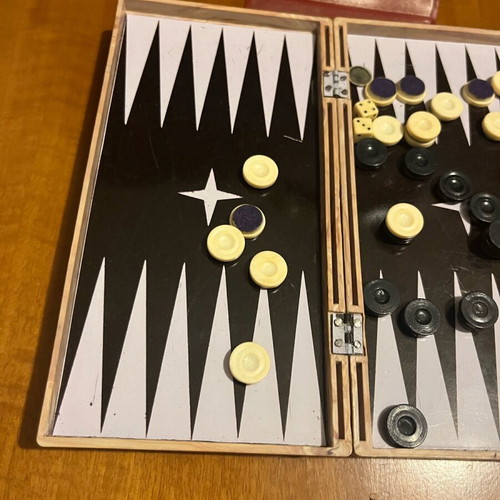 Vintage travel backgammon 1990s with magnetic pieces used