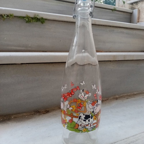 Borgonovo glass bottle with clip, 1 litre, Italy