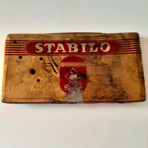Stabilo 1960 metal box used, old tin collectible