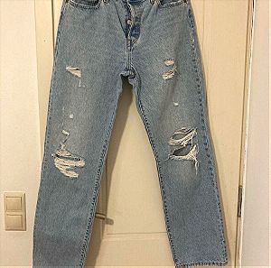 Levis jeans 501, 90s με σκισίματα, size 28/32