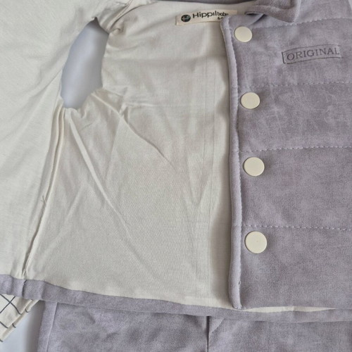 Cotton boy's set new 3-piece with hoodie blouse, pants and quilted vest