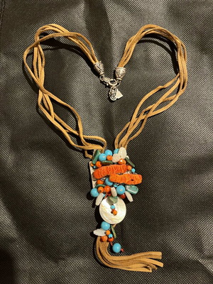 Handmade Boho Necklace like new with colourful beads and semi-precious stones