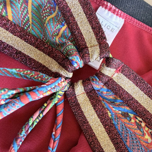 Alice Beachwear bikini bottom medium with adjustable cord like new, blue and red