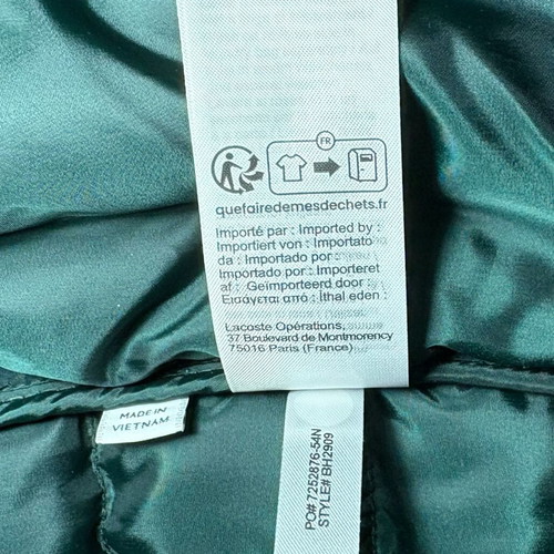 Lacoste Puffer Jacket green brand new with hood