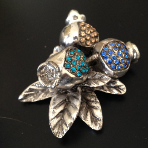 Christmas silver-plated decorations new, Italian pomegranates