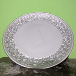 Christmas ceramic platter used, silver color, 20 cm