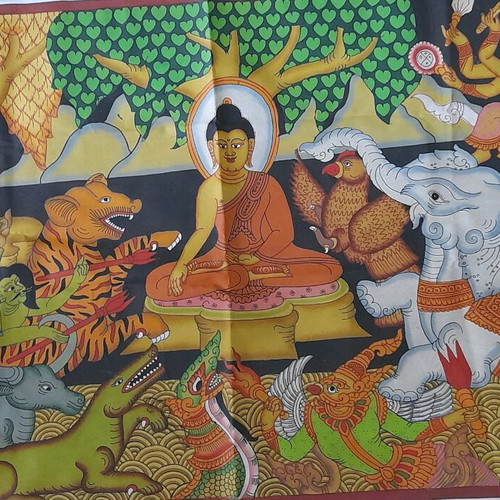 Buddhist deity from Thailand used, on fabric 73×50cm