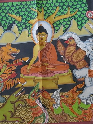 Buddhist deity from Thailand used, on fabric 73×50cm