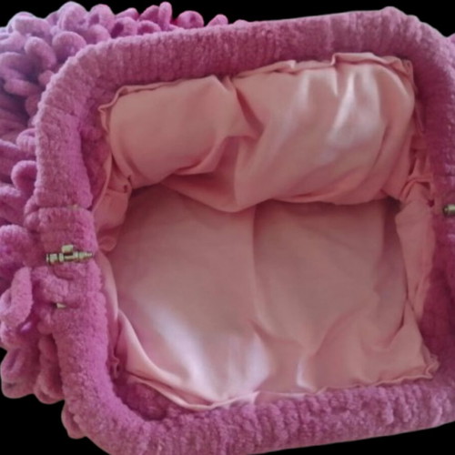 Handmade knitted puffy bag pink new