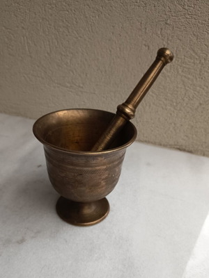 Vintage brass mortar with pestle used