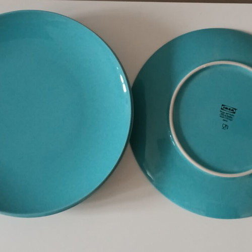 IKEA ceramic plates set of 4 turquoise like new