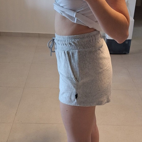 Bershka Light Grey Terry Plush Sweat Shorts Escape Reality, Size M