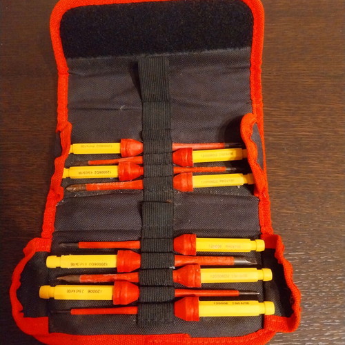 Dexter insulated electrician screwdriver set used, 10 pieces with case