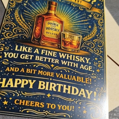 Double Aged Whiskey Birthday Card new with envelope
