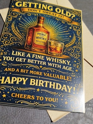 Κάρτα γενεθλίων Double aged Whiskey καινούργια με φάκελο
