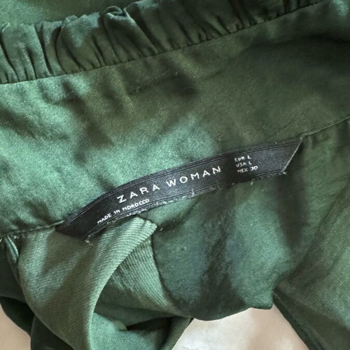 Satin emerald dress L Zara like new, romantic long