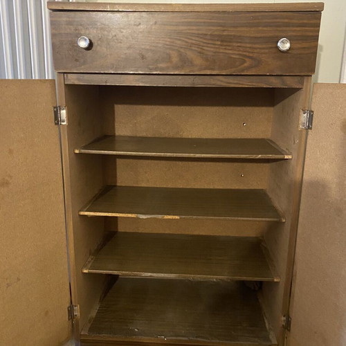 Vintage brown wood multipurpose cabinet and shoe rack