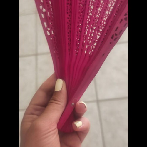 Wooden fan new, pink color