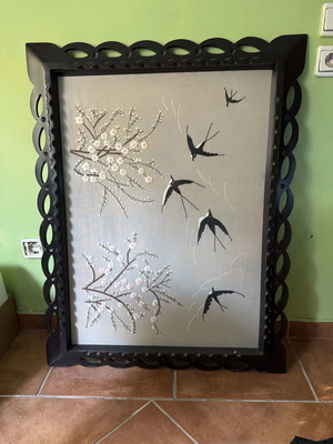 Wooden frame with embroidery like new 120cm x 70cm